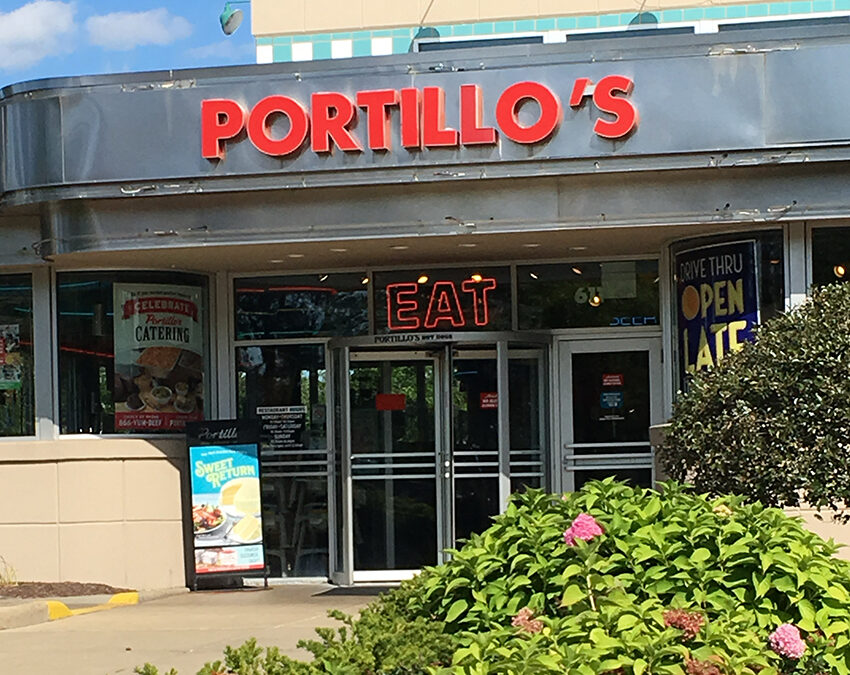 Exterior of Portillos restaurant in Schaumburg Illinois